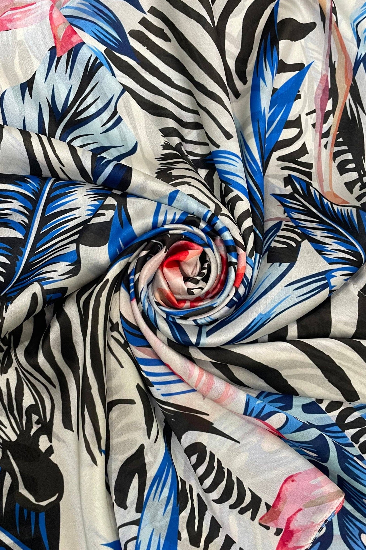 Zebra & Flamingo Silk Cover Up: Multi