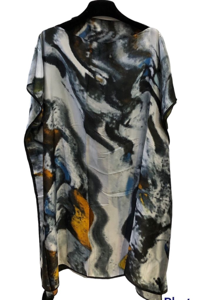 Silky charcoal short abstract kaftan