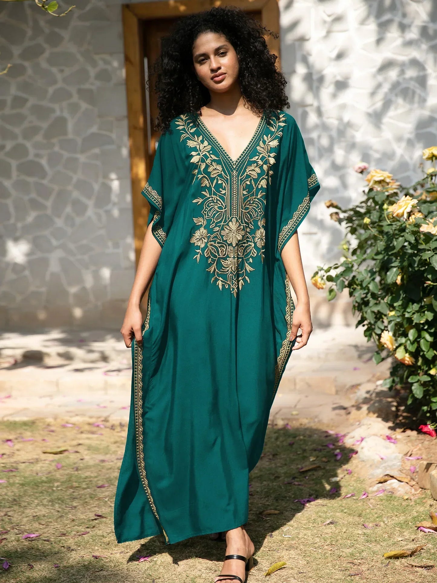 Green Embroidered Kaftan