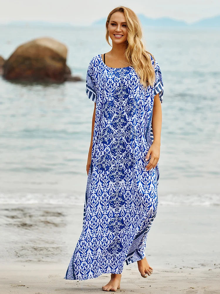 Blue Printed Kaftan