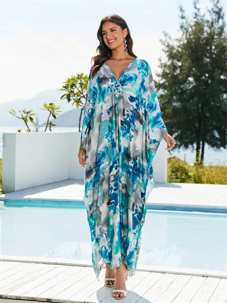 Bohemian kaftan in blues