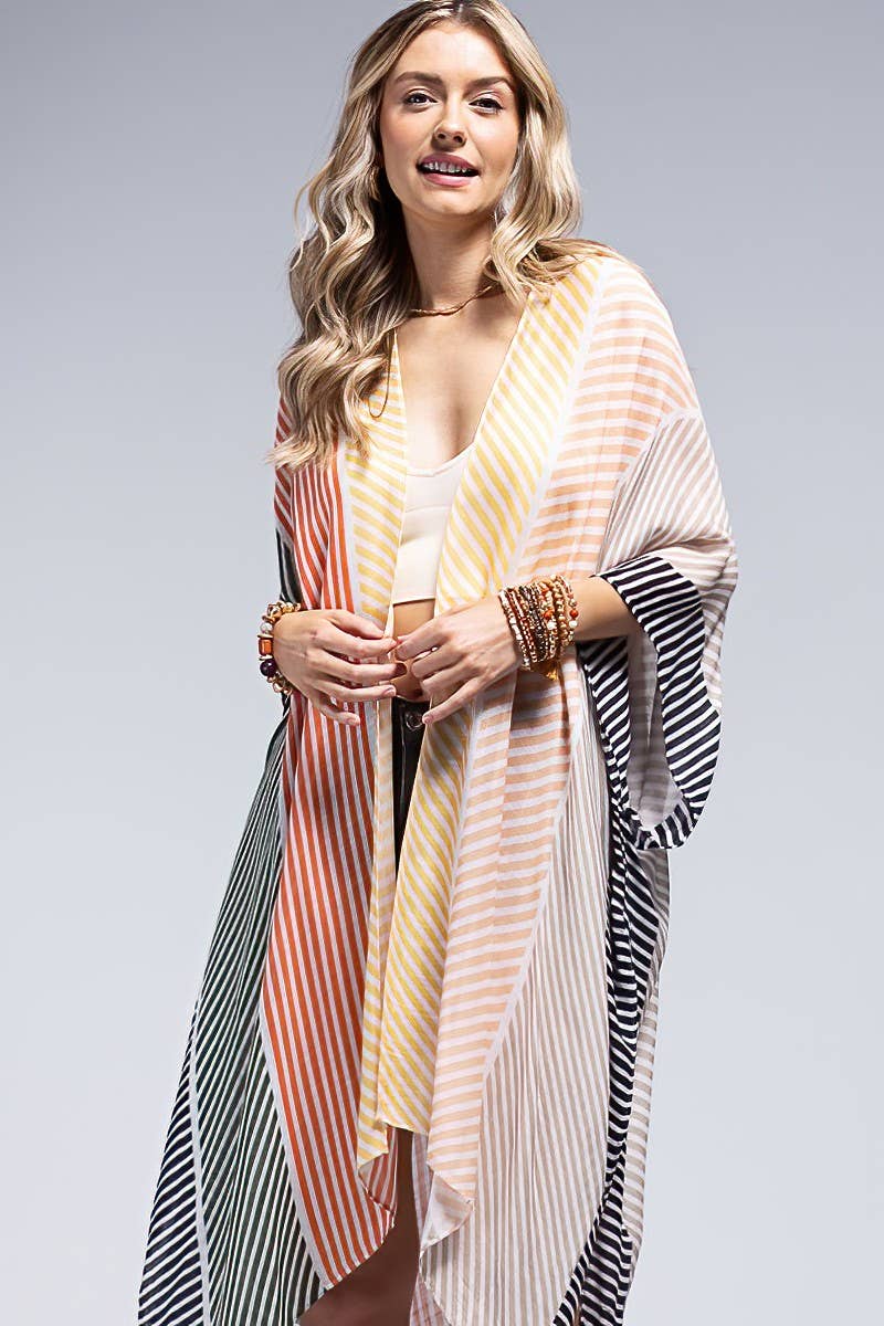 Multi-colored lightweight Kimono: Stripe Multi