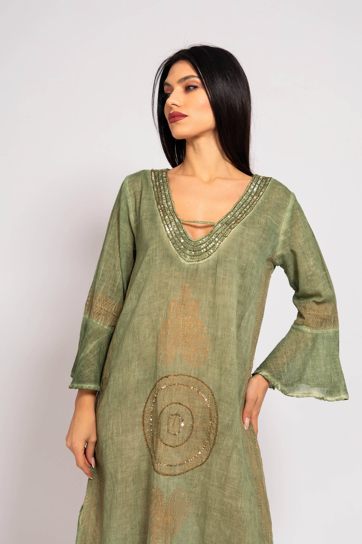 LONG SLEEVE MIDI KAFTAN iWITH DETAIL