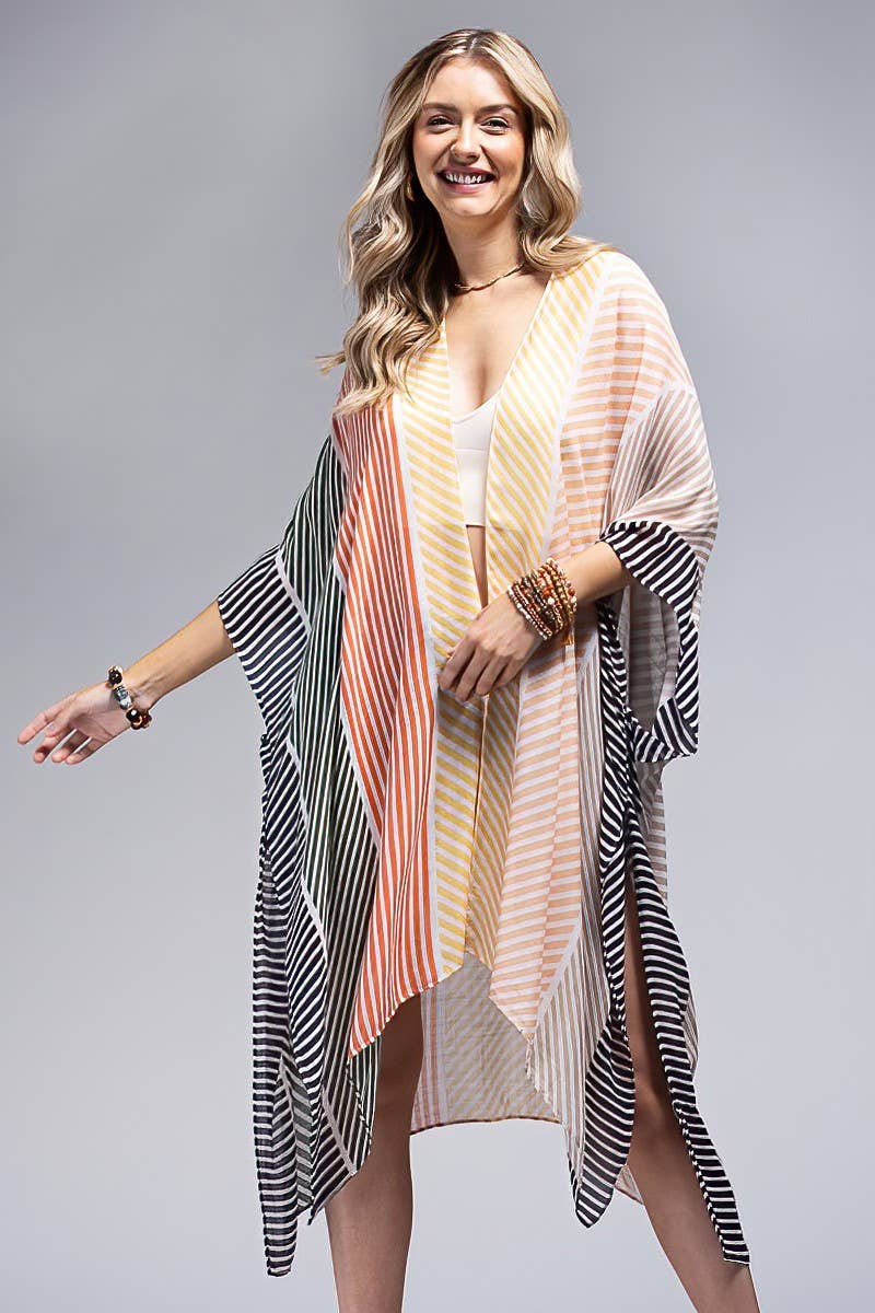 Multi-colored lightweight Kimono: Stripe Multi