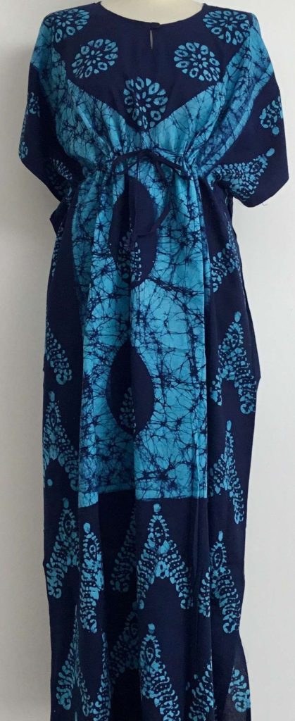 Batik tie dye drawstring kaftan Blue