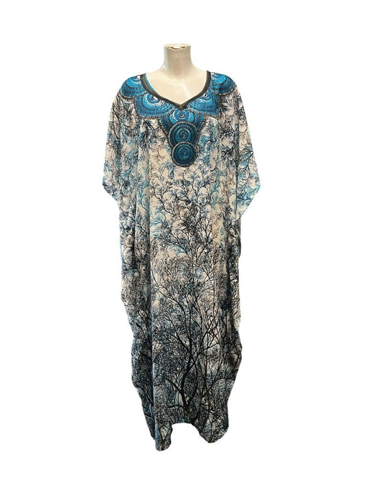 Tree Jewelled Neck Kaftan