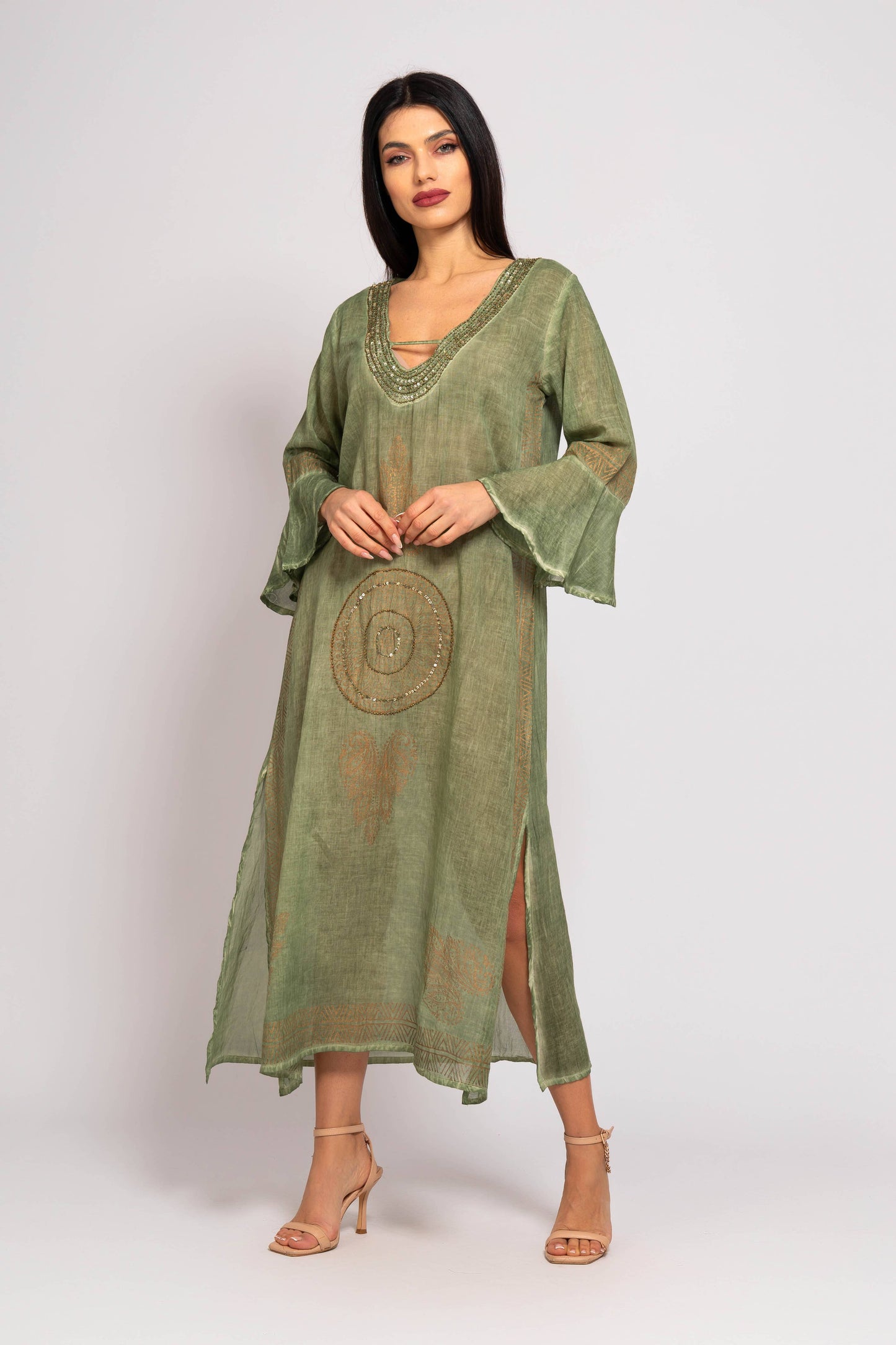 LONG SLEEVE MIDI KAFTAN iWITH DETAIL