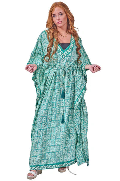 Geometric Print Cotton Kaftan