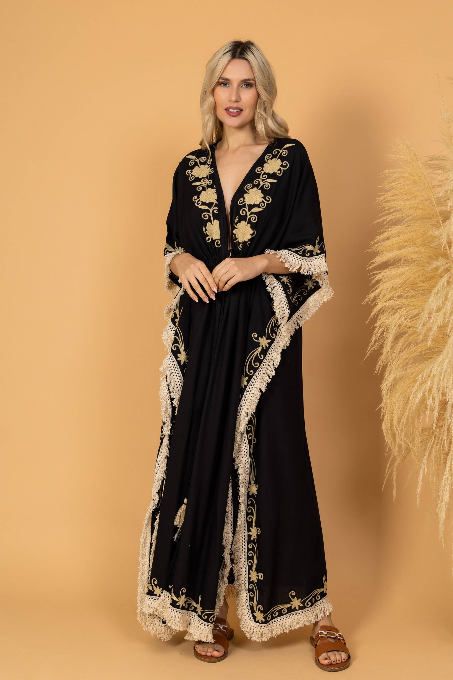 Cotton Kimono With Piping