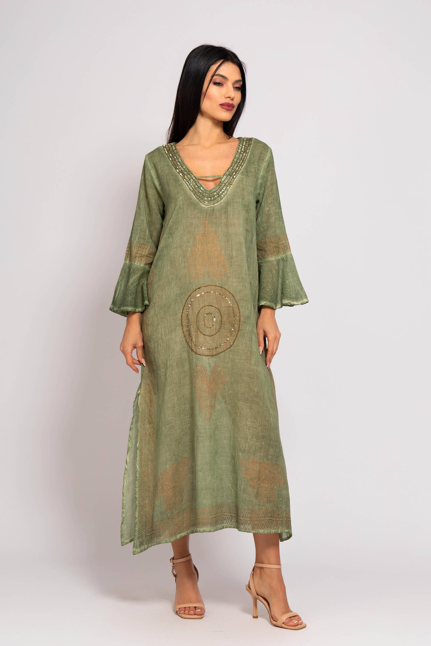 LONG SLEEVE MIDI KAFTAN iWITH DETAIL
