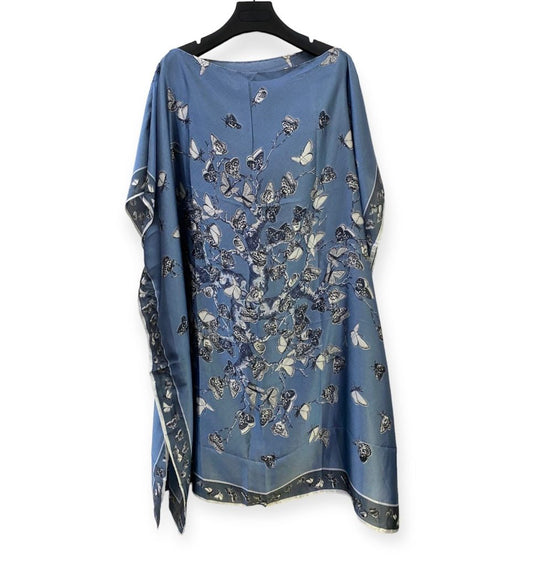 Butterfly design short kaftan, blue