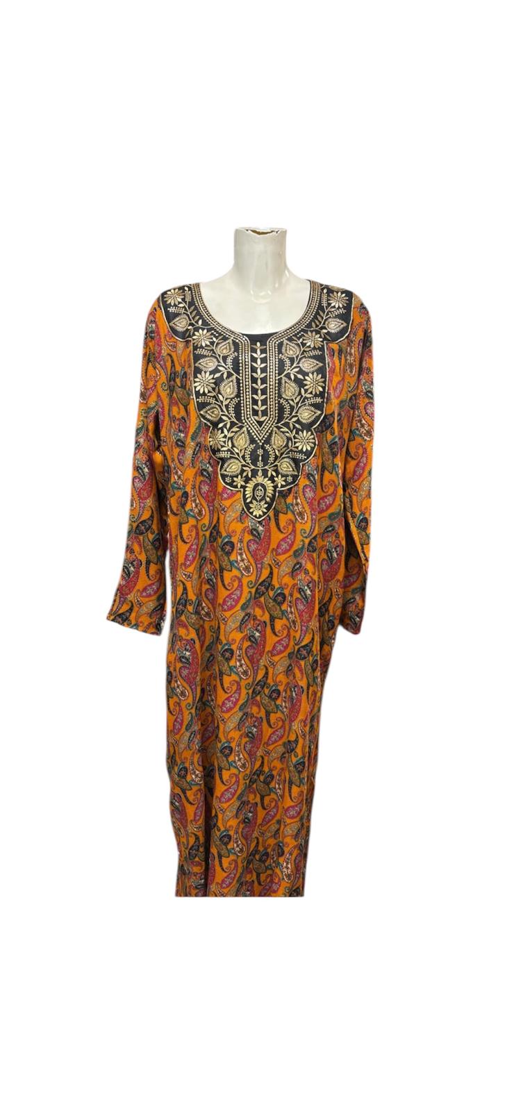 Black and gold ornate collar kaftan