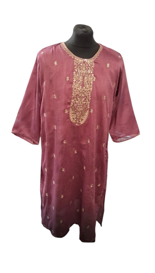 Ethnic long tunic with gold side panels