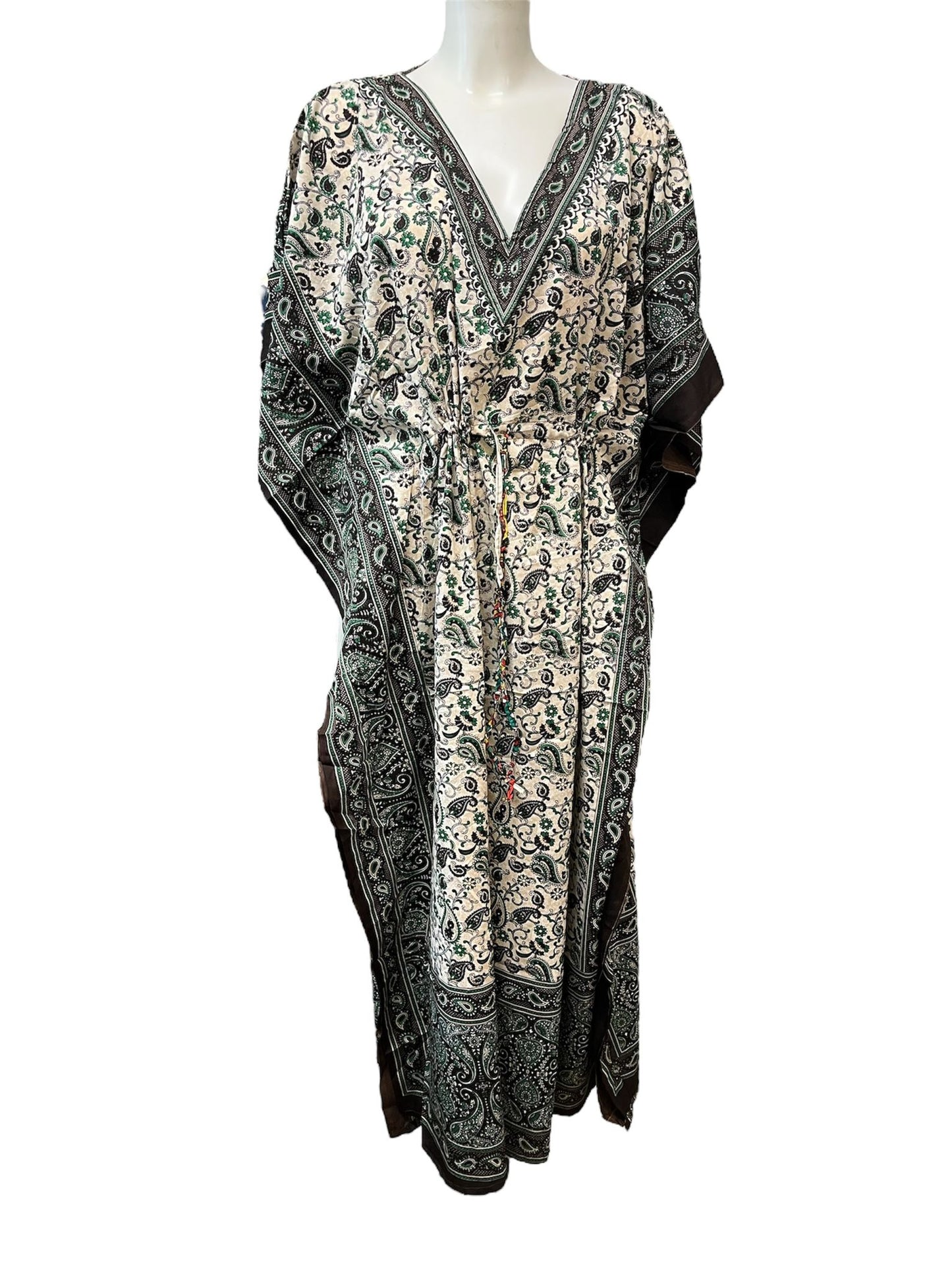 Paisley pattern drawstring Kaftan