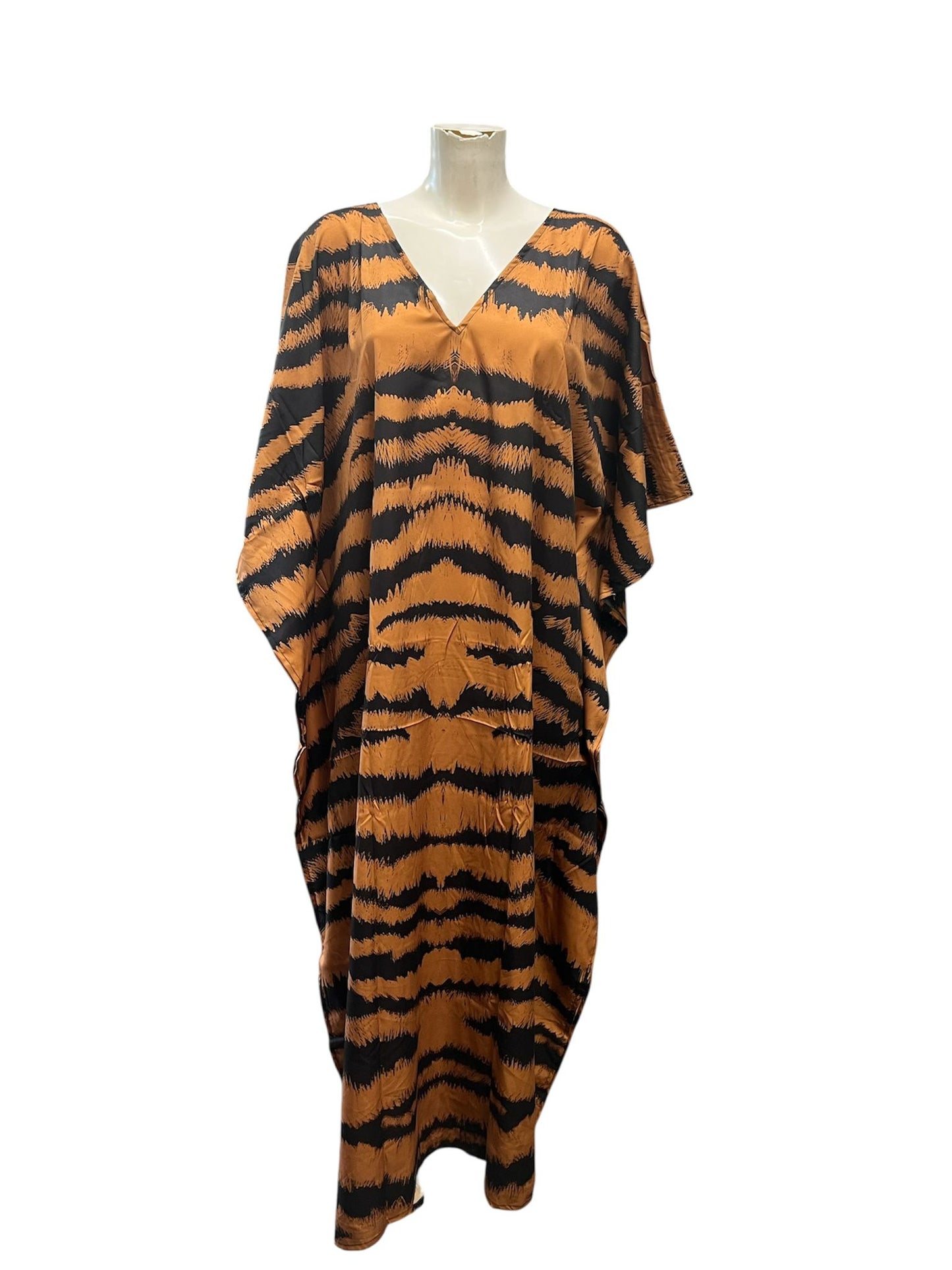 Black/orange tiger print kaftan