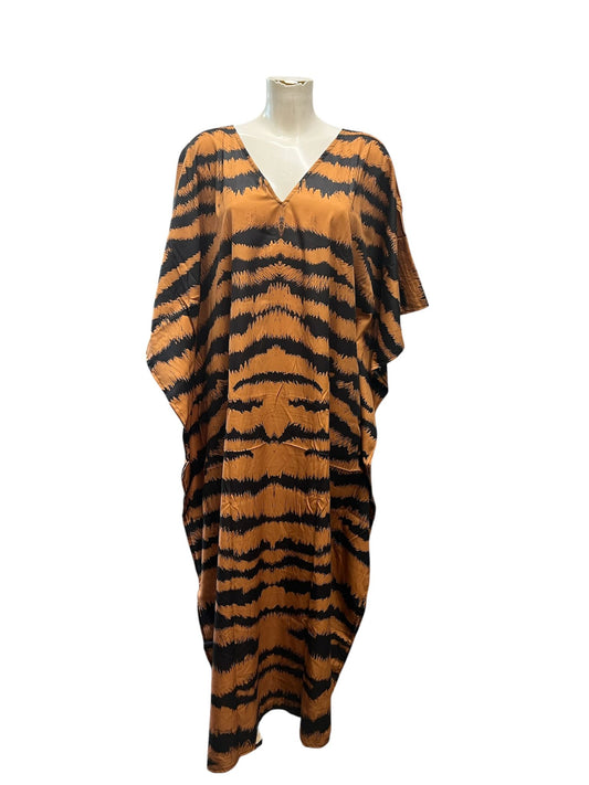 Black/orange tiger print kaftan
