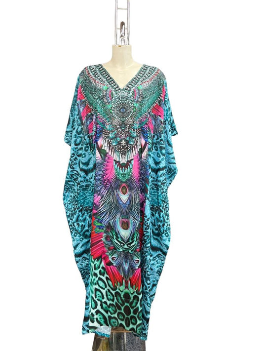 Jewelled Leopard Kaftan