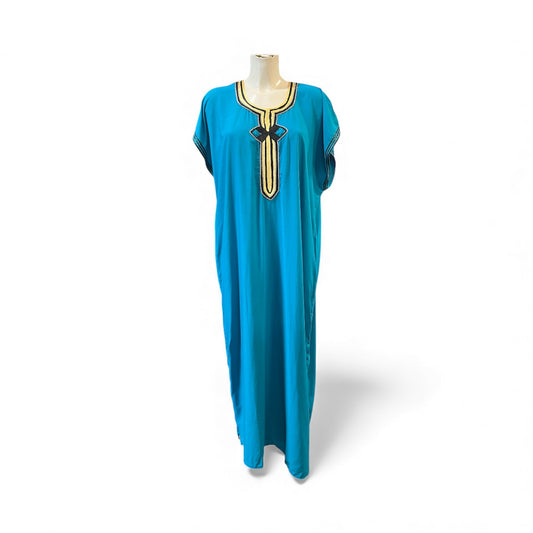 Azure gold embroidered kaftan