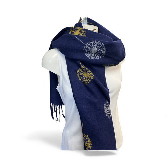 Navy dandelion winter scarf