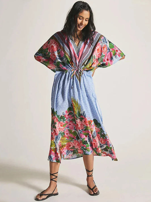 Floral Beach Dress/FREESIZE