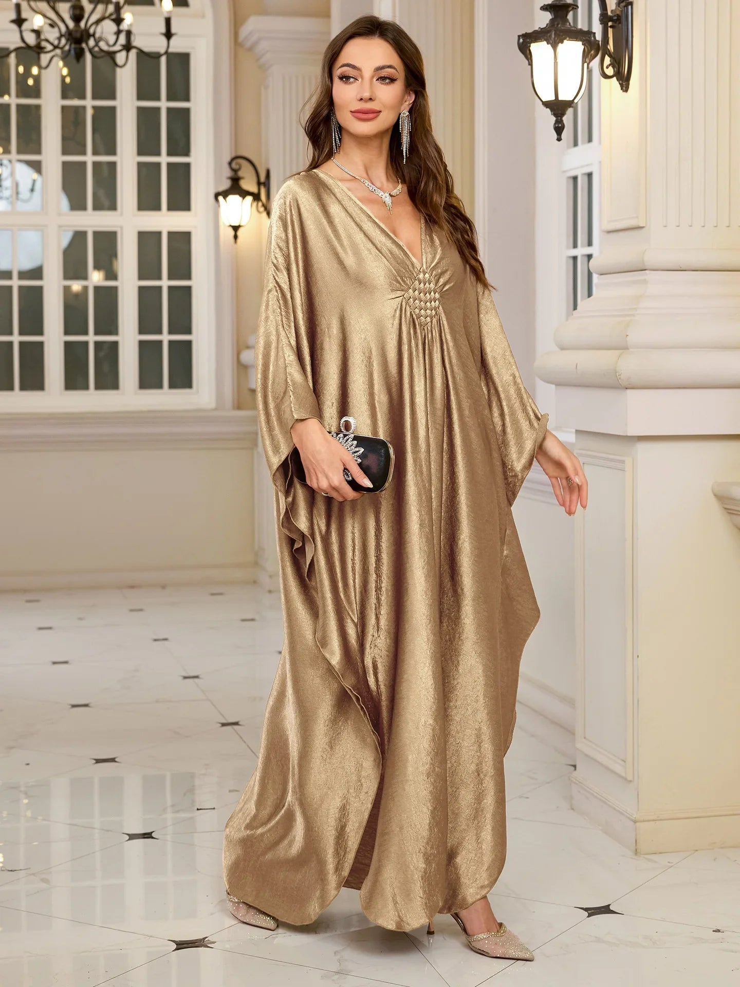 Plus Size Kaftan In Gold