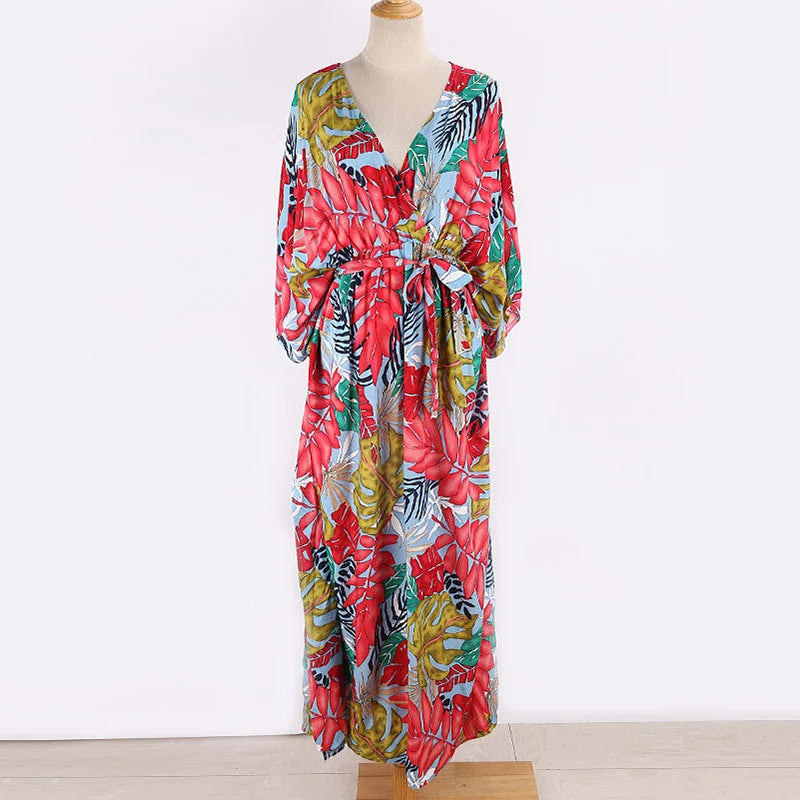 Plus Size Women’s Summer Loose Kimono Maxi Dress