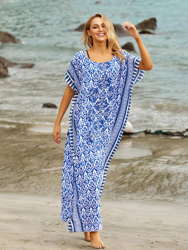 Blue Printed Kaftan