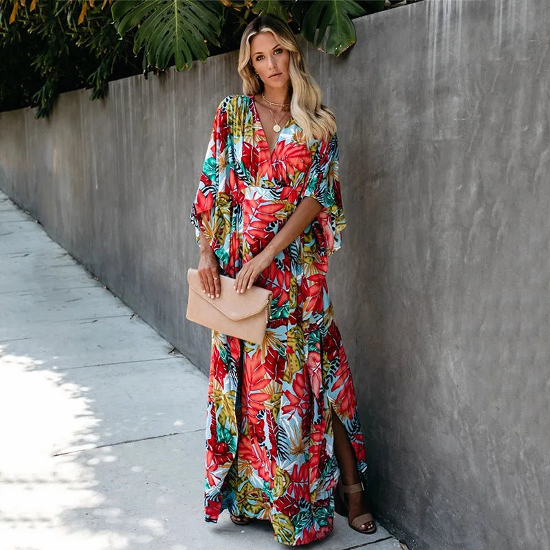Plus Size Women’s Summer Loose Kimono Maxi Dress