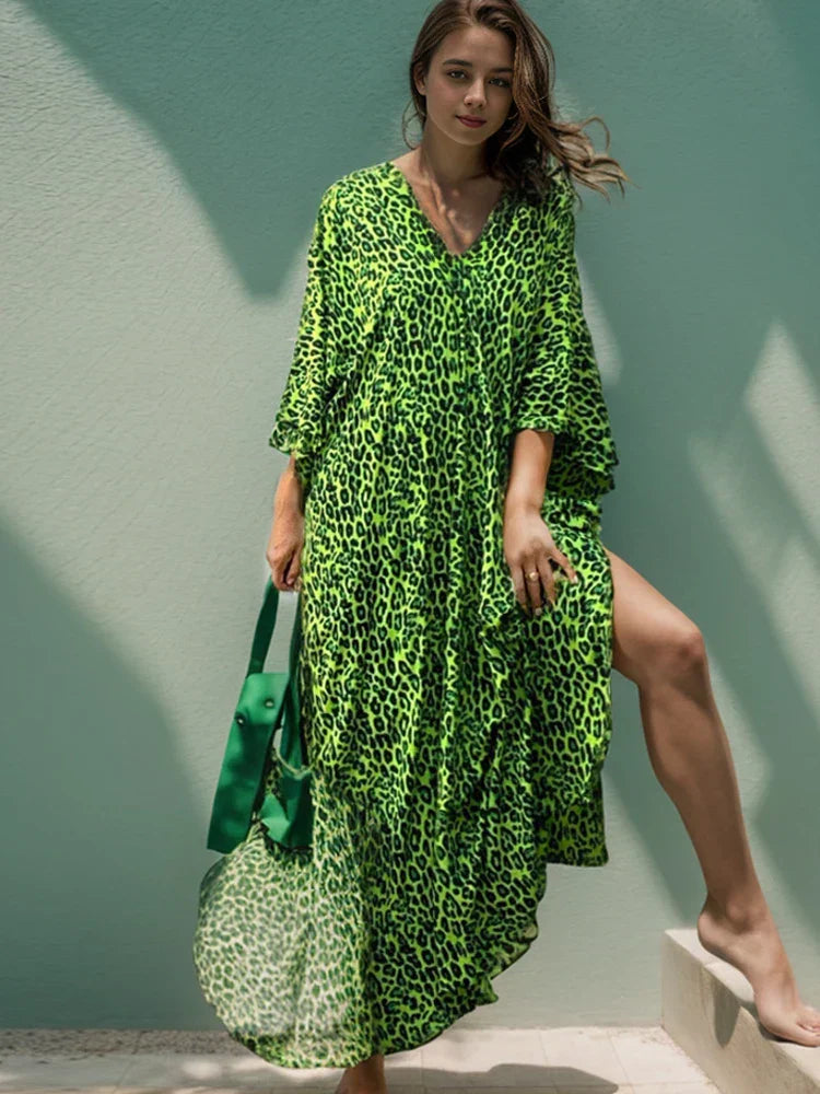 Leopard Printed Causal Maxi dress