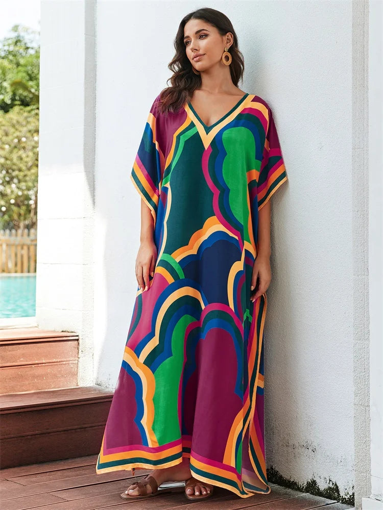 Bohemian Printed Kaftan Long Dress