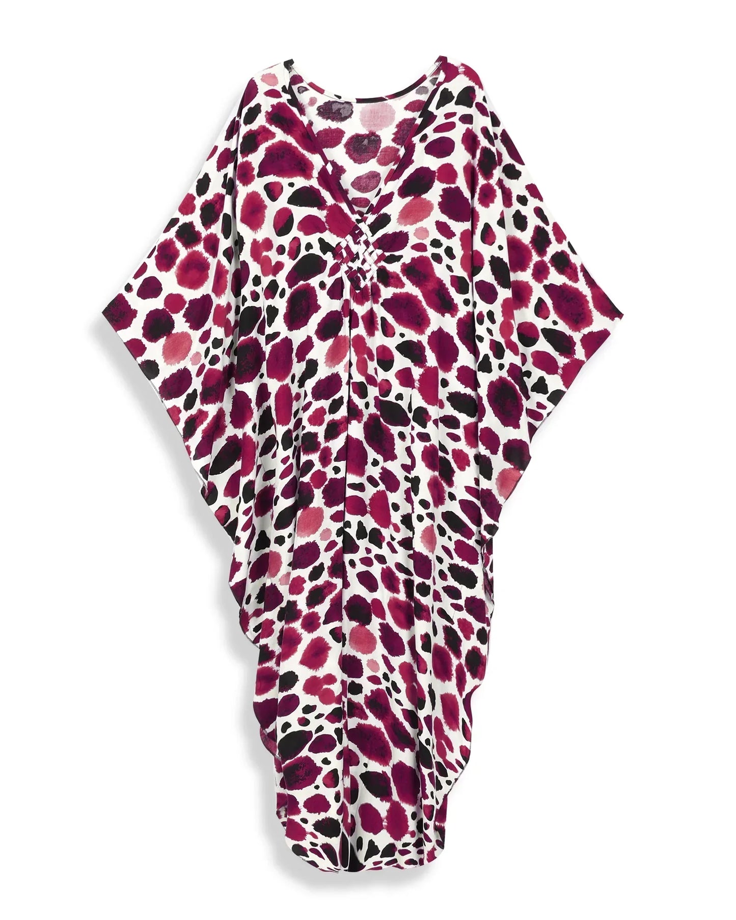 Bohemian Printed Multicolor V Neck Batwing Kaftan