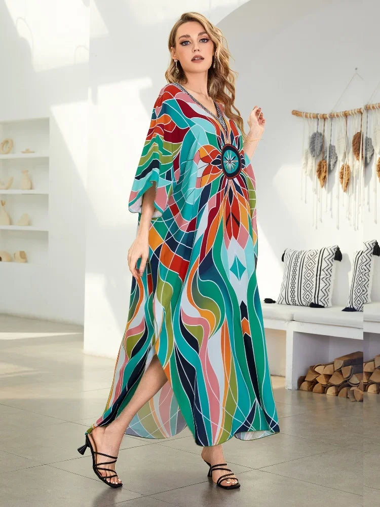 Green Striped Kaftan