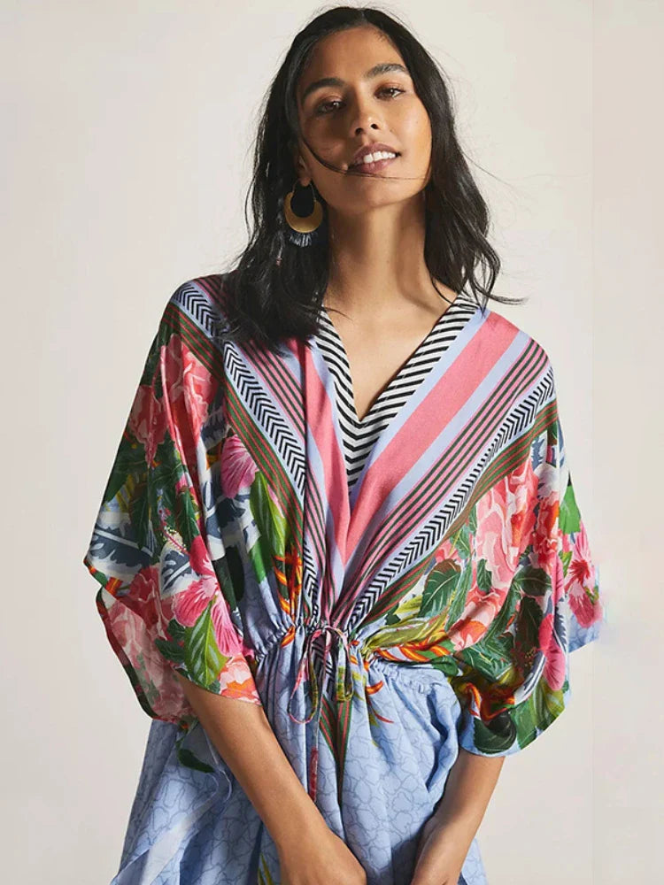 Floral Beach Dress/FREESIZE