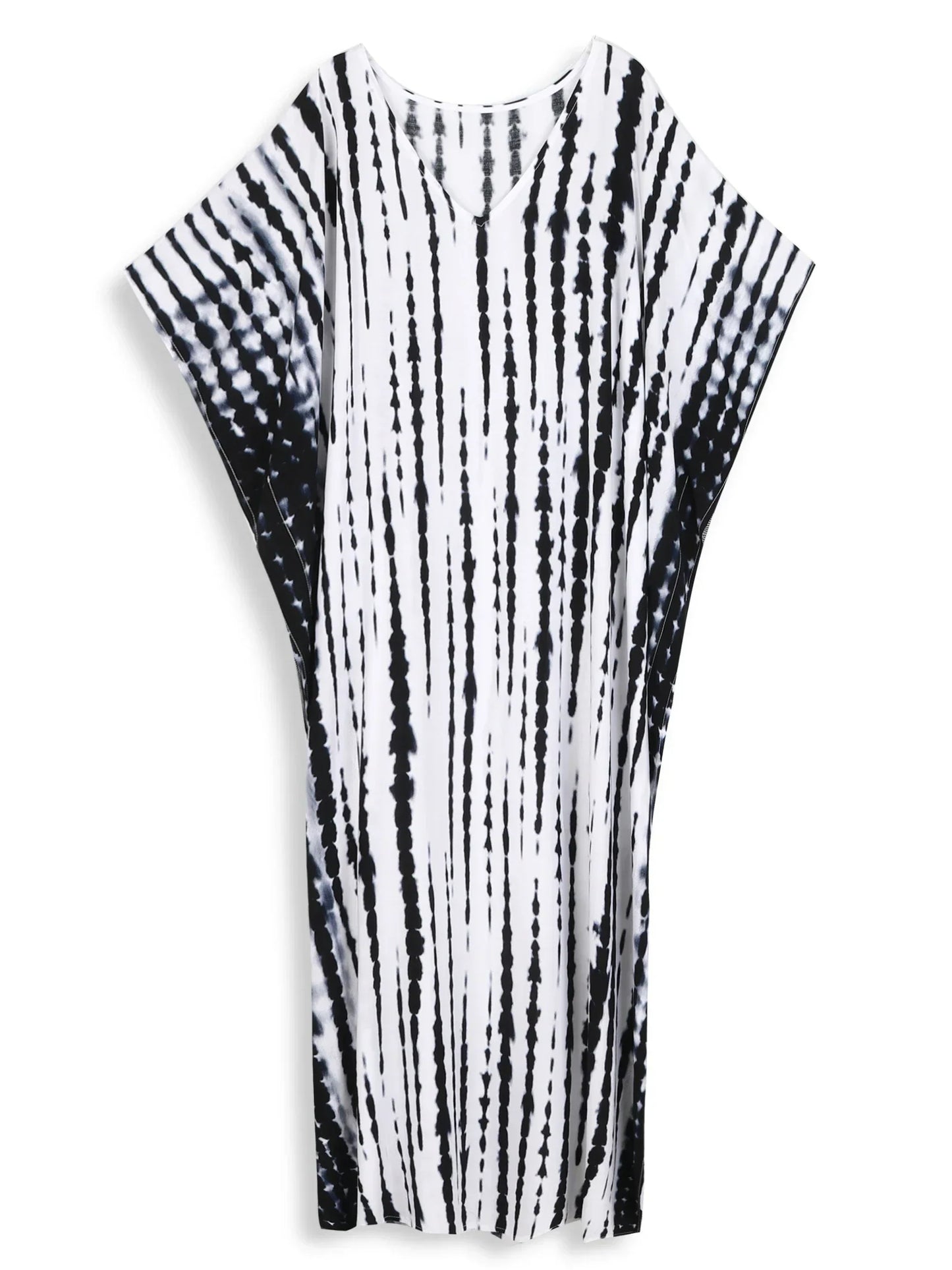 Plus Size Striped Tie-dye V-neck Short Sleeve Kaftan /flash offer