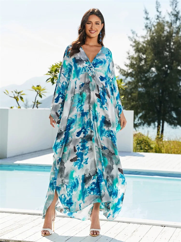Bohemian kaftan in blues