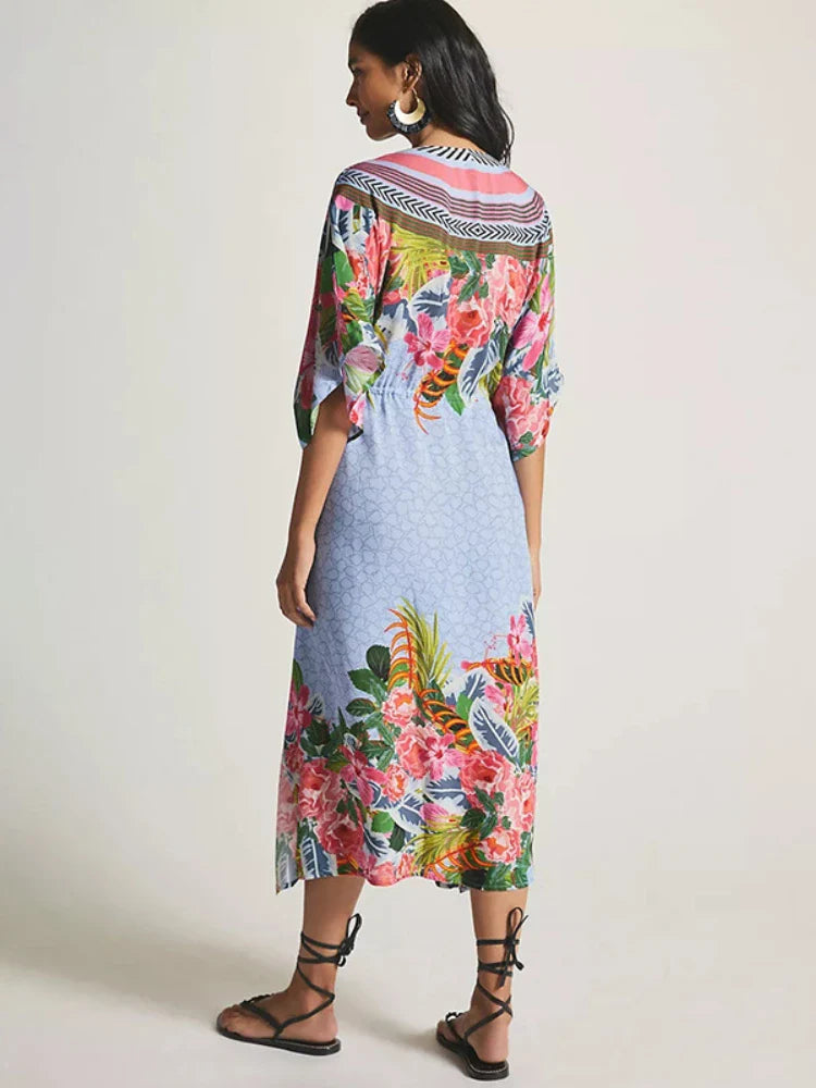 Floral Beach Dress/FREESIZE