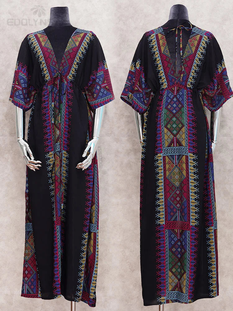 Indie Folk Print Plus Size Kaftan