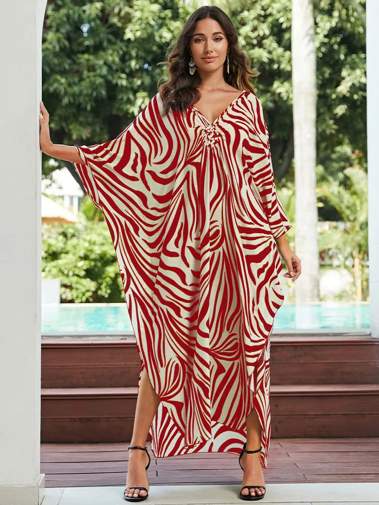 Plus Size Zebra Stripe Kaftan