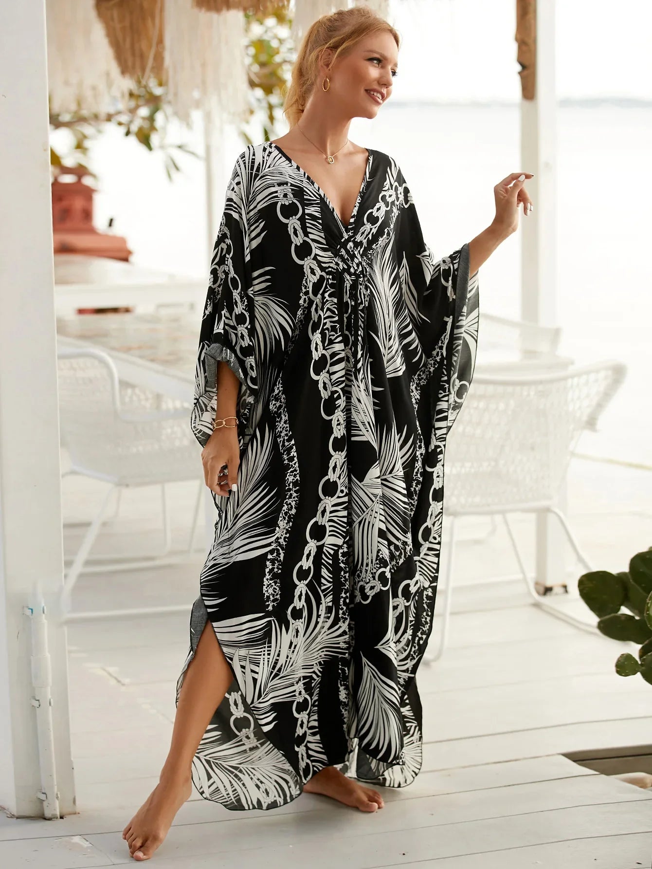 Summer Women's Striped Printed Kaftan