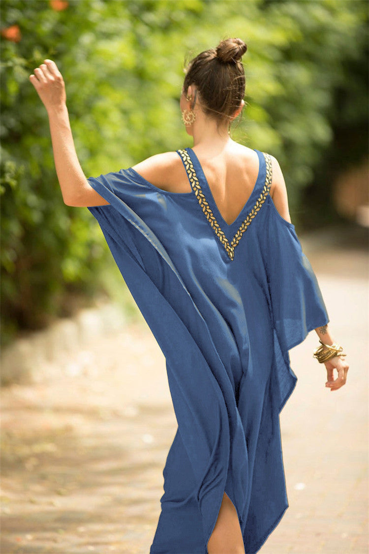 Beautiful Embroidered Cold Shoulder Dress/Kaftan