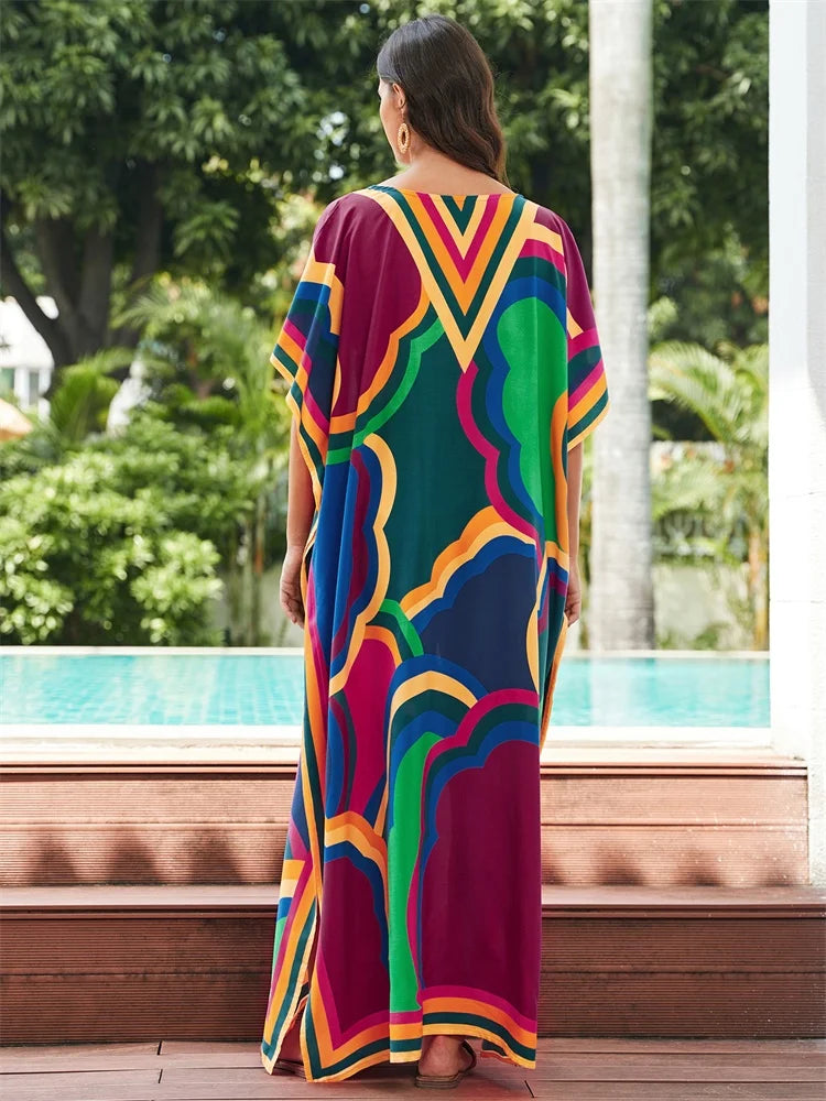 Bohemian Printed Kaftan Long Dress