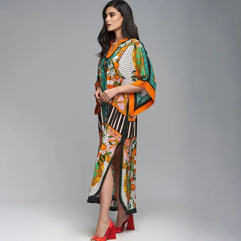 Boho Floral Print Loose Kimono/kaftan