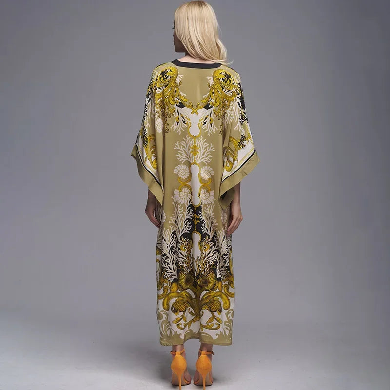 Boho Floral Print Loose Kimono/kaftan