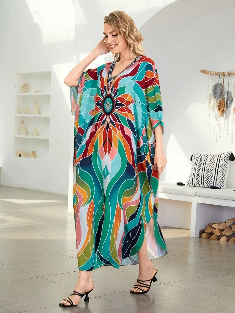 Green Striped Kaftan