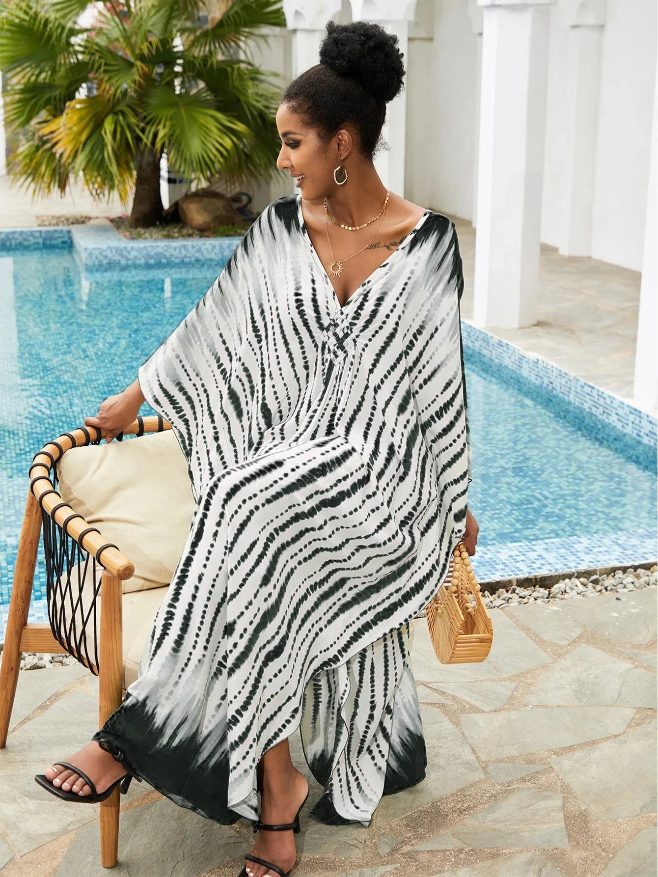 Summer Women's Striped Printed Kaftan