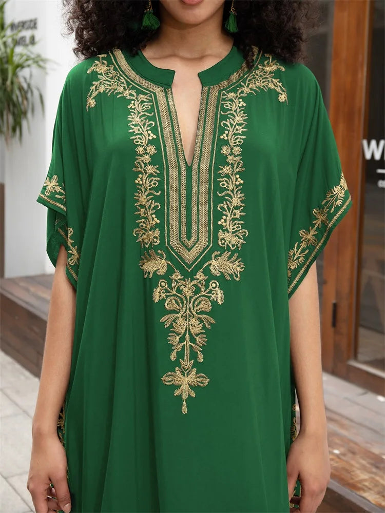 Chic Gold Embroidered Kaftan