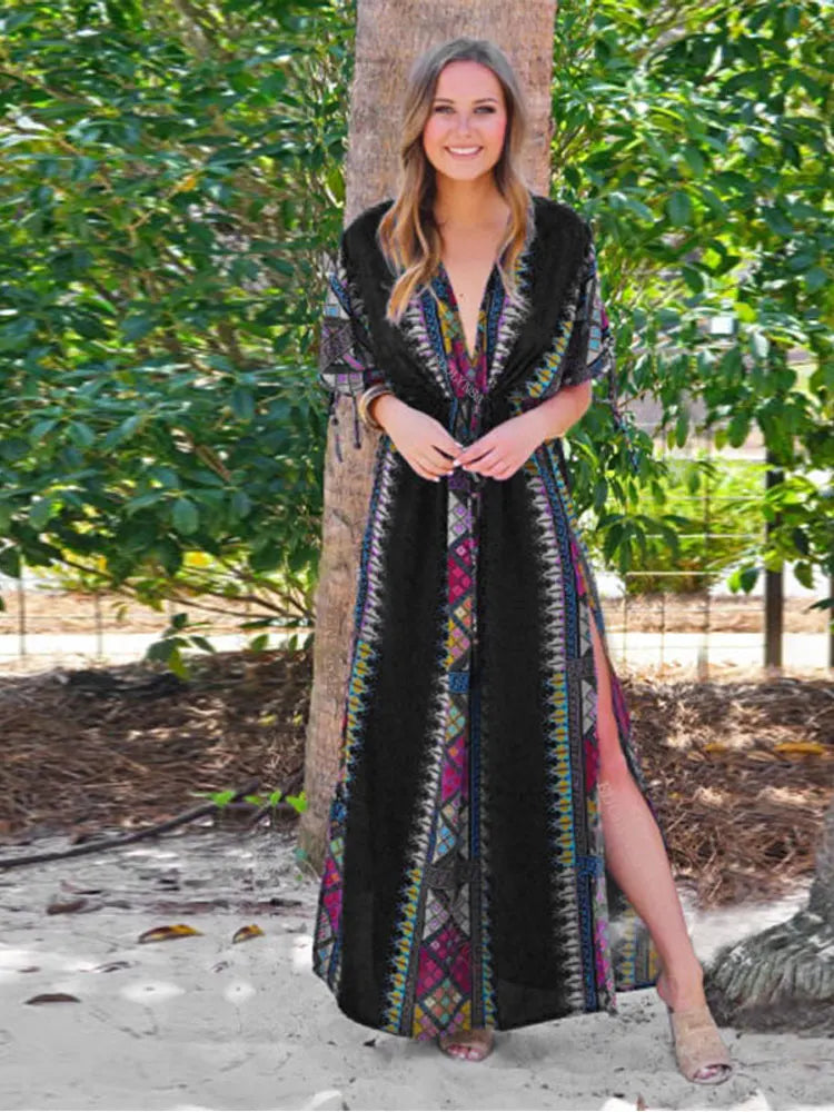 Indie Folk Print Plus Size Kaftan