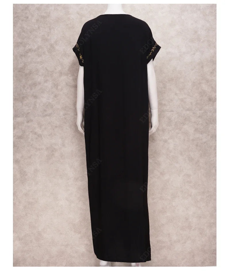 Embroidery Robe V-neck Batwing Sleeve Beach Maxi Dress