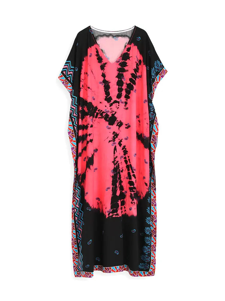 Bohemian Red Printed Loose Kaftan