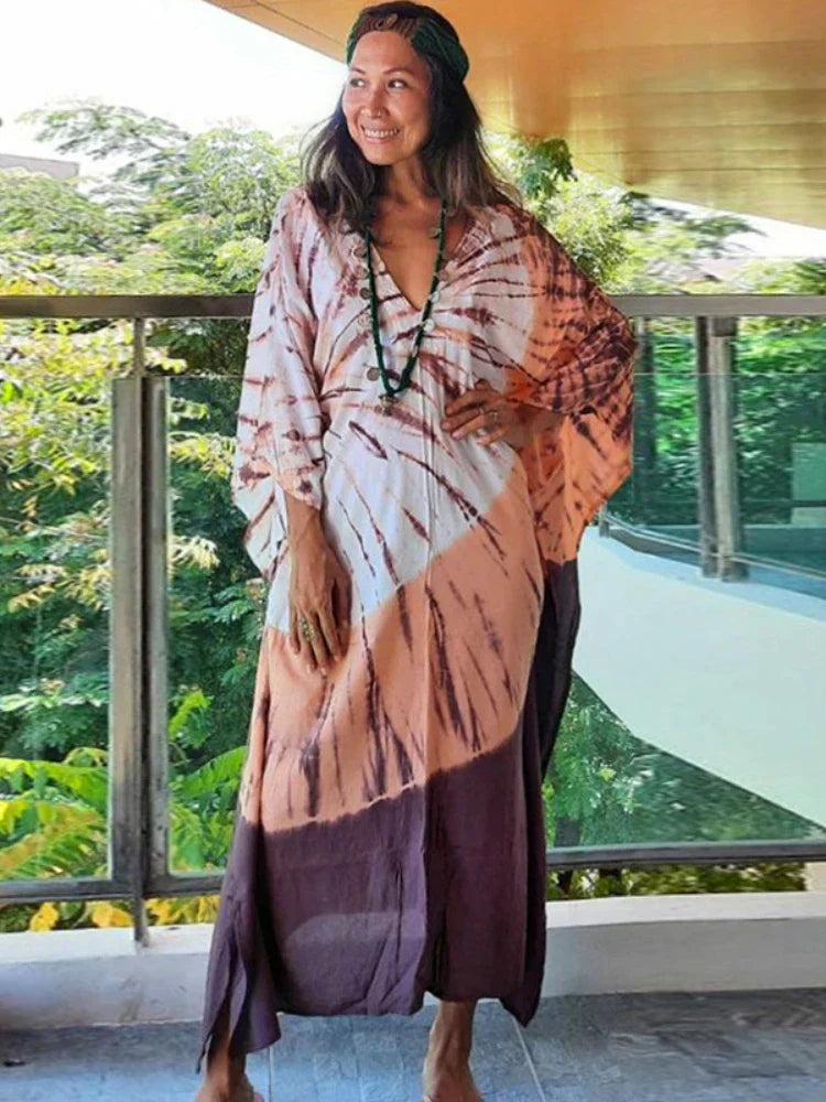 Beach Dresses for Women 2022 Tie Dye Printed maxi kaftan/best seller.